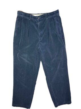 Vintage Polo Ralph Lauren 34x30 Andrew Dark Blue Cords Pleat Front